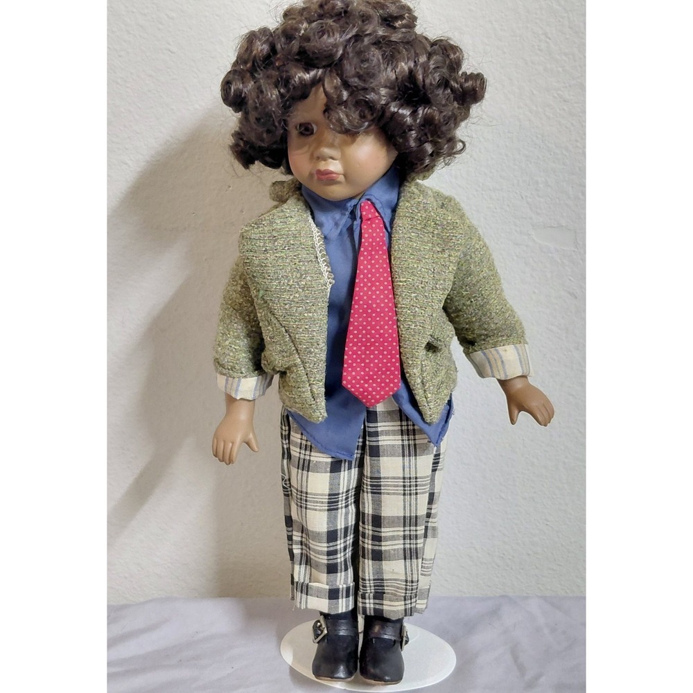 Vtg Show-Stoppers Florence Maranuk 16" Porcelain Boy Doll Tweed Blazer Plaid